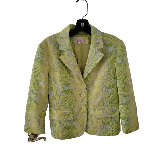 Lili Petrus Jackets & Blazers - Lili Petrus Express Italy Yellow Lime Green Metallic Sparkle Blazer Jacket 10
